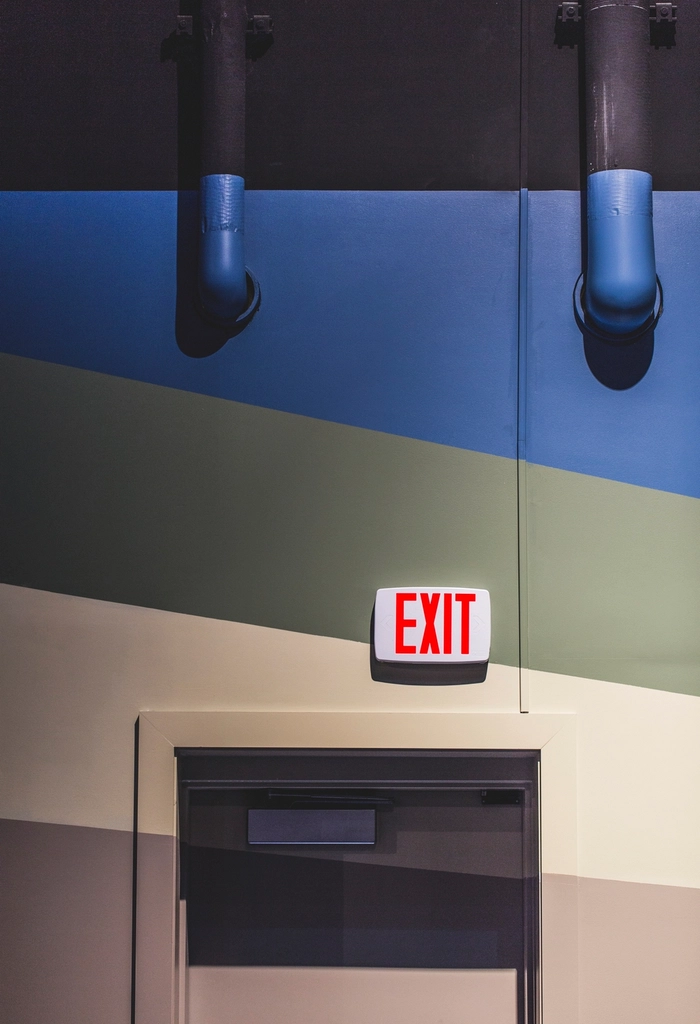 Fire exit door with an exit sign above it