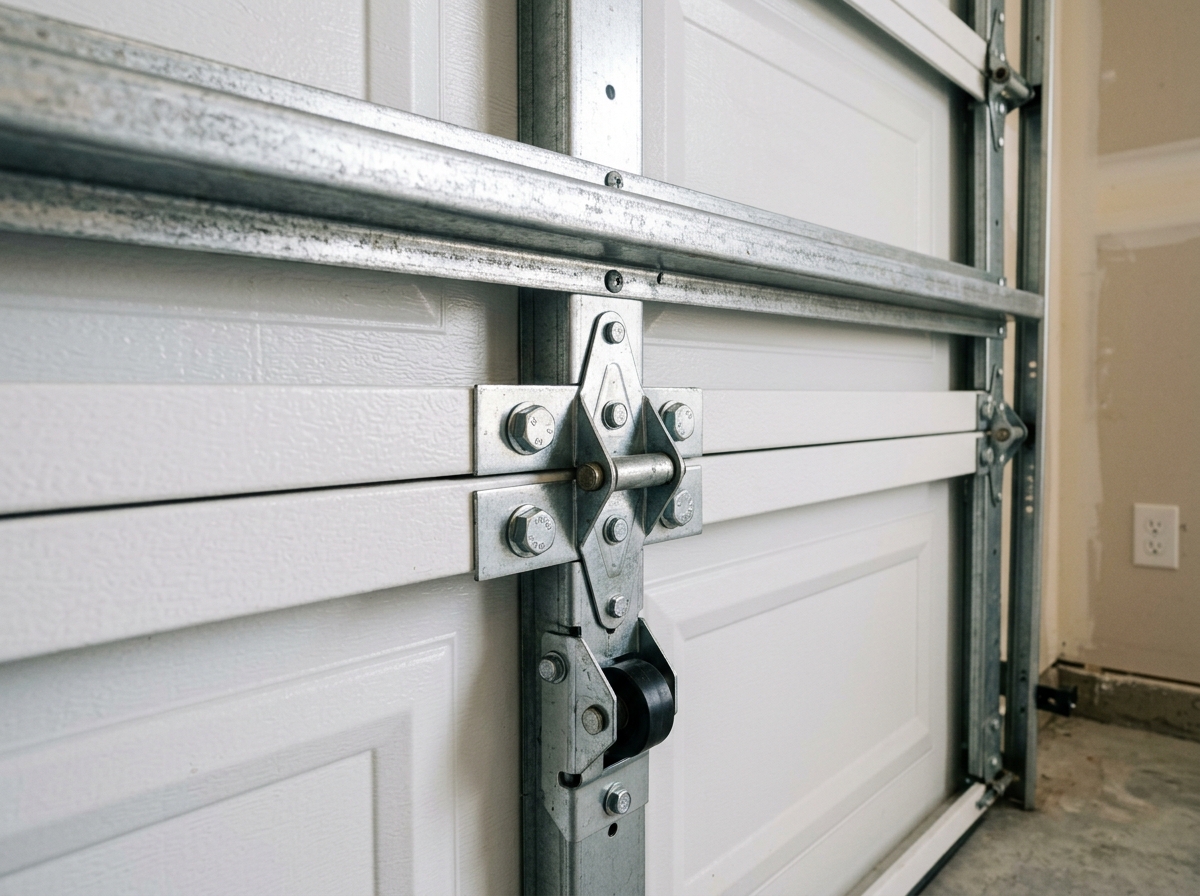 Steel sectional garage door panel repair with heavy duty hinges in Hollywood FL